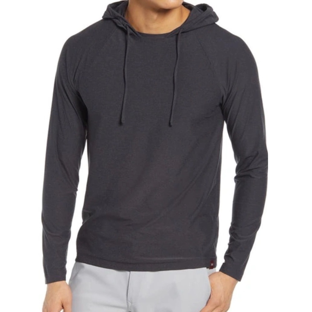 Rhone Reign Lightweight Performance Pullover Hoodie Heathered Black Size Small S